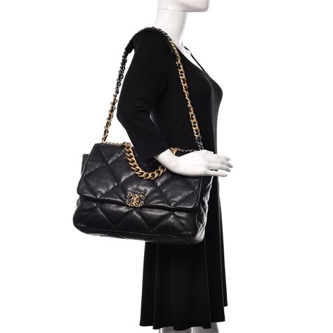 chanel 19 black goatskin|CHANEL 19 Large Handbag.